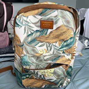 Rip Curl Leafy Pattern Backpack - Brown, Green, Cream